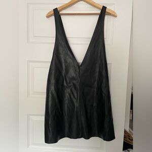 Faux Leather Pinafore Mini Dress